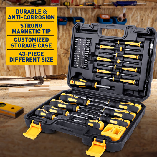 43-Piece Professional Screwdriver Set with Magnetic Bit Holder