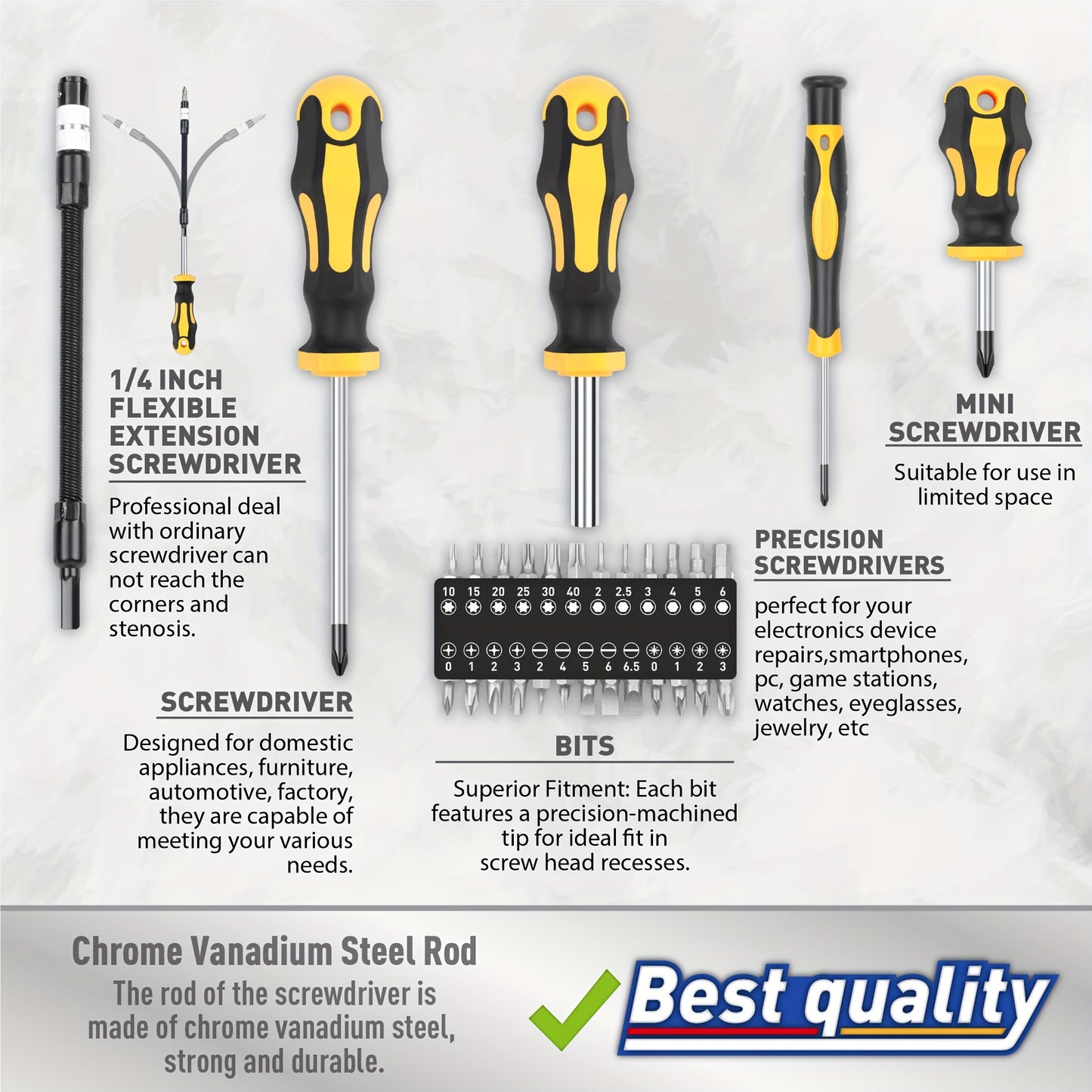 43-Piece Professional Screwdriver Set with Magnetic Bit Holder