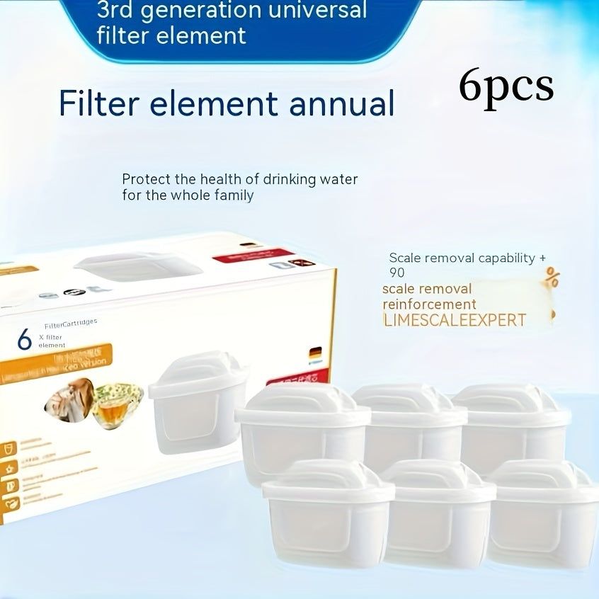 6-Pack Clean Water Bottle Filters – Activated Carbon Filters for Household Kitchen Use