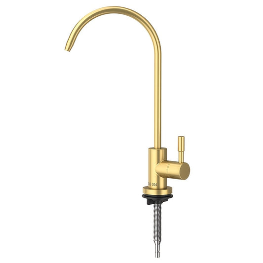 Robinet de cuisine élégant en or brossé pour systèmes d'eau potable