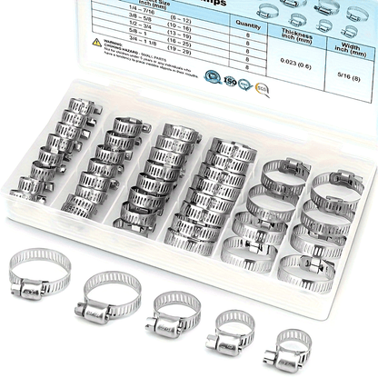 Lot de 20 colliers de serrage en acier inoxydable (6-29 mm)