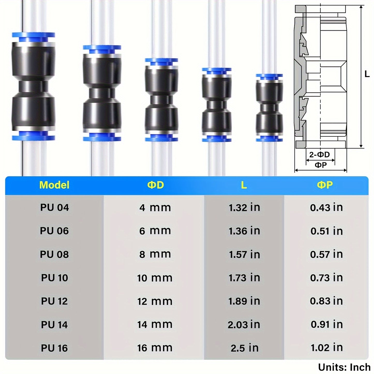 Universal Quick Connect Fittings – Push-In Pipe Set