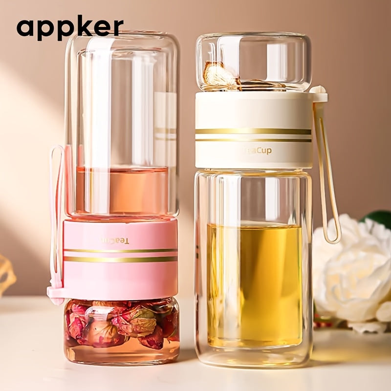 Portable Insulated Glass Tea Bottle with Strainer