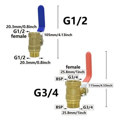 Raccord de robinet à bille en laiton pour tuyau d'arrosage – 1/2" et 3/4"