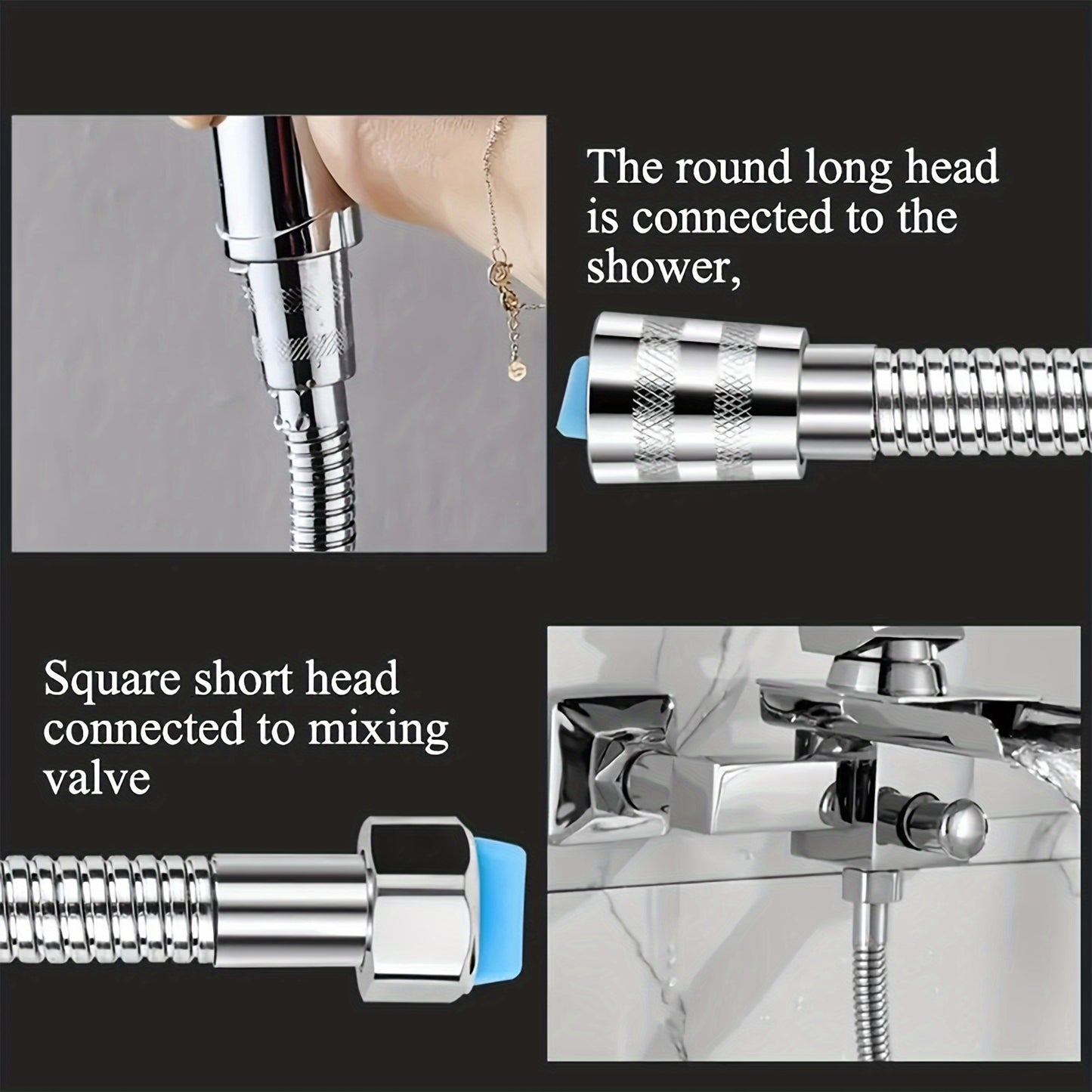 1.2-3m Stainless Steel Shower Hose – Durable & Explosion-Proof