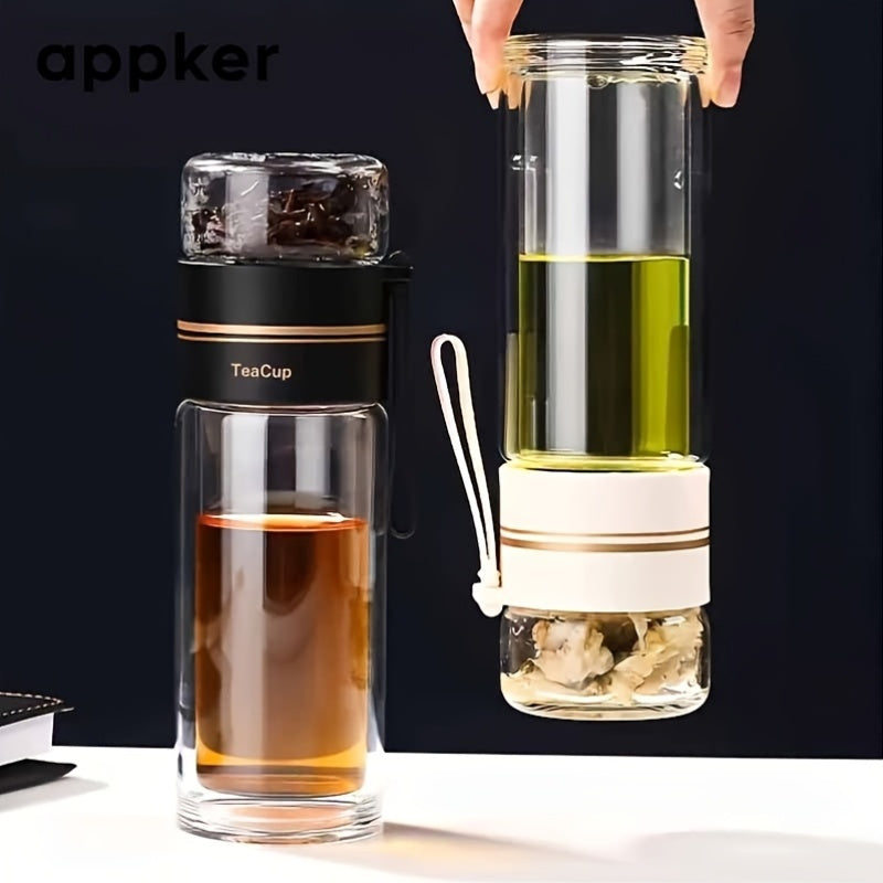 Portable Insulated Glass Tea Bottle with Strainer