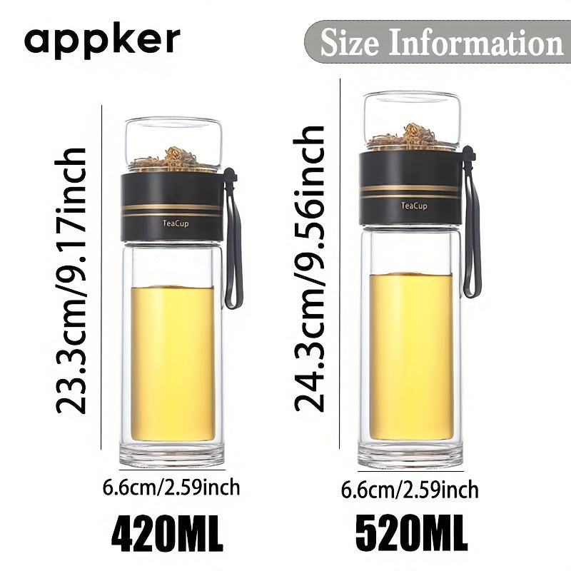 Bottiglia portatile in vetro isolata per il tè con filtro