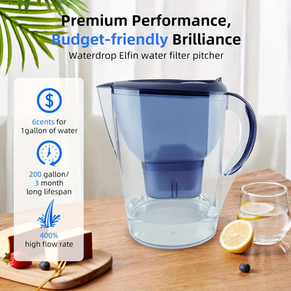 12-Cup Water Pitcher. Long-Lasting Filtration