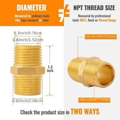 5 x Raccordi esagonali in ottone – 1/2" maschio x 1/2" NPT