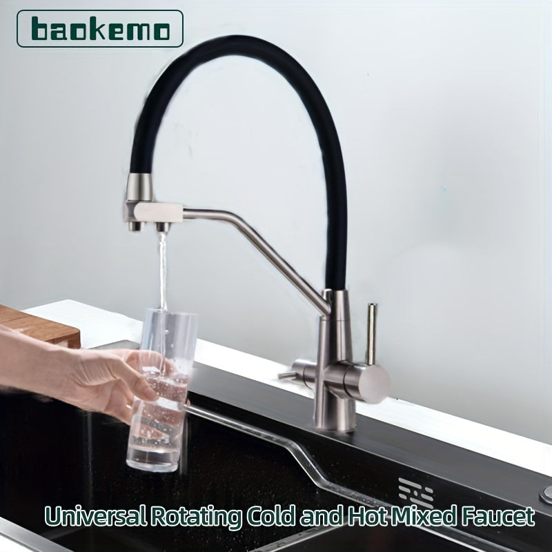 3-in-1 Stainless Steel Kitchen Faucet - Dual Spary