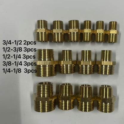 14 x Dual-Head Hexagonal Brass Reducer Fittings