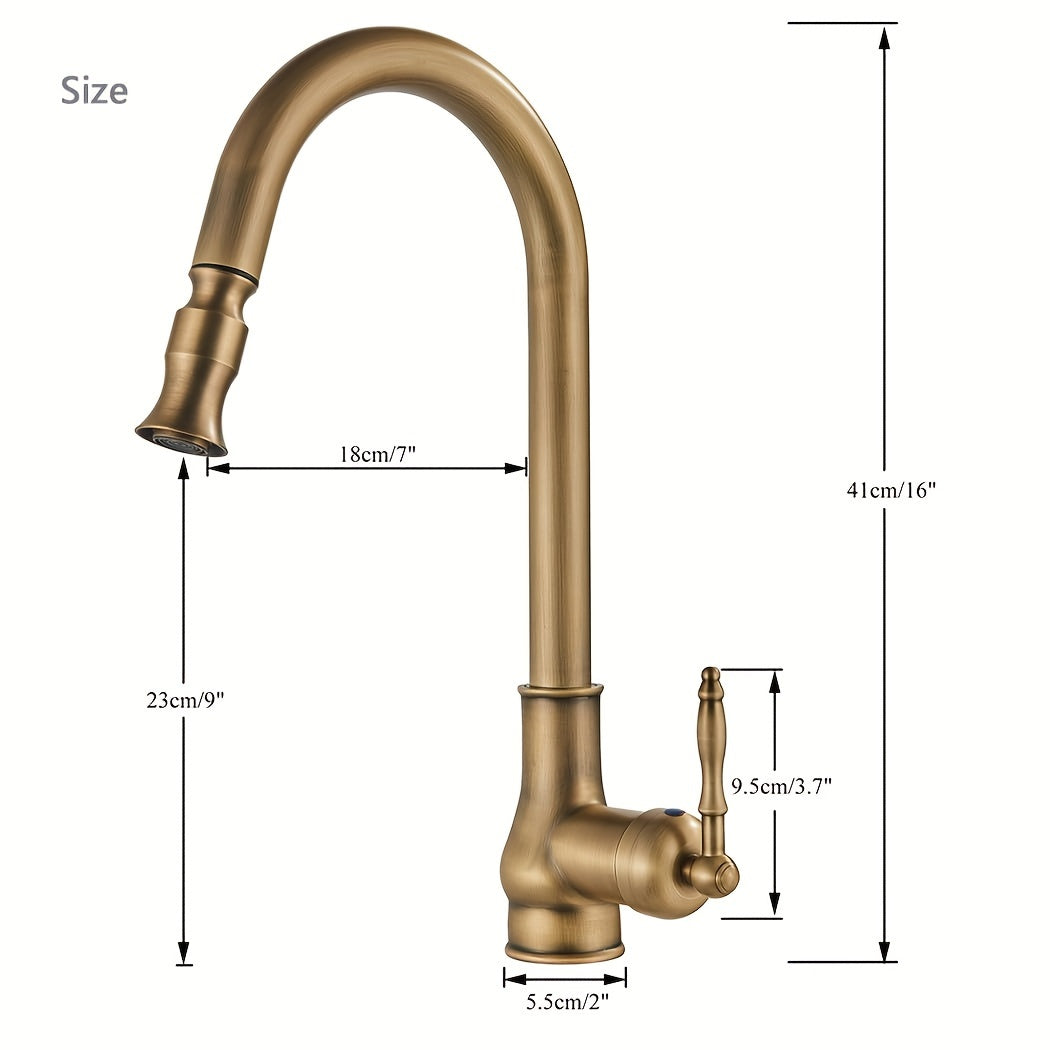 Classic Design Brass Kitchen Faucet - Pull Down Sprayer