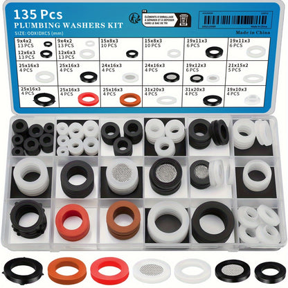 135 x Assorted Plumbing Washer Kit