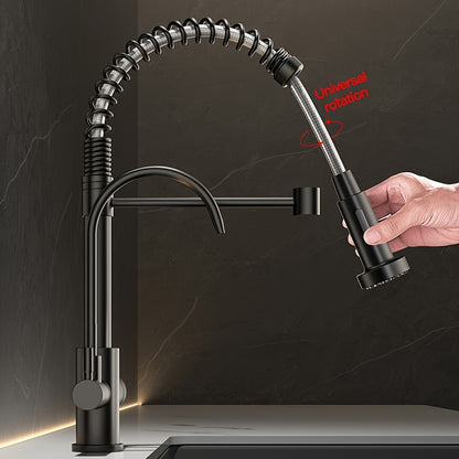 3-in-1 Black Stainless Steel Kitchen Faucet. Pull-Down Sprayer & Purified Water