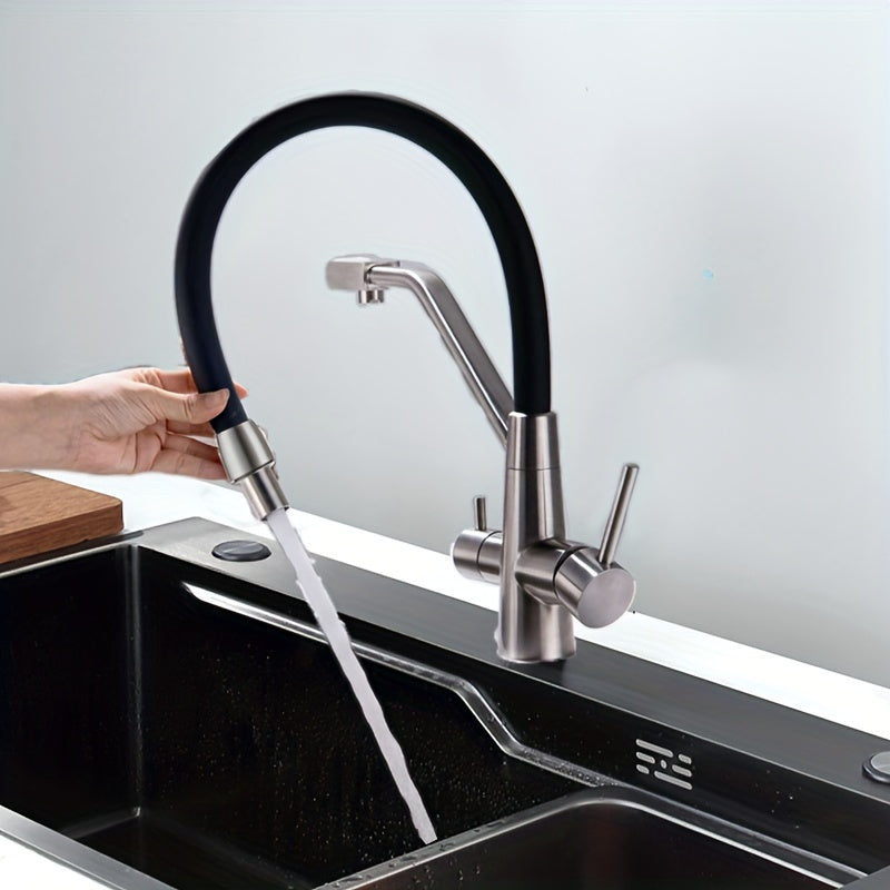 3-in-1 Stainless Steel Kitchen Faucet - Dual Spary