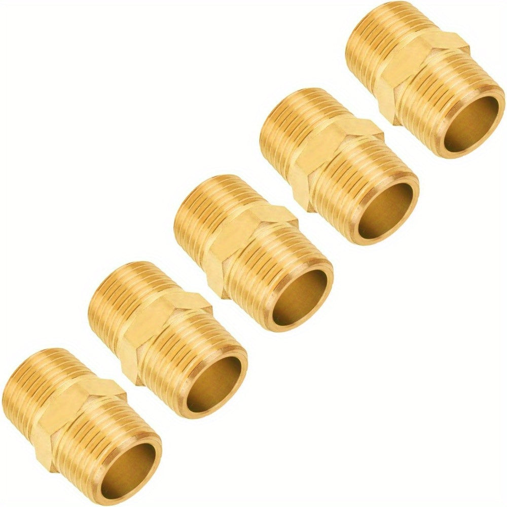 5 x Raccordi esagonali in ottone – 1/2" maschio x 1/2" NPT