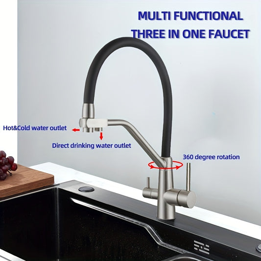 3-in-1 Stainless Steel Kitchen Faucet - Dual Spary