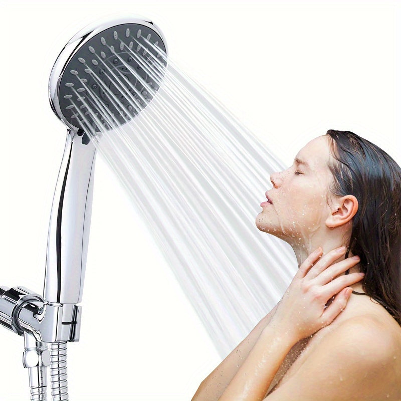 High-Pressure Handheld Shower Head – 5 Sprays, Adjustable Holder & Hose