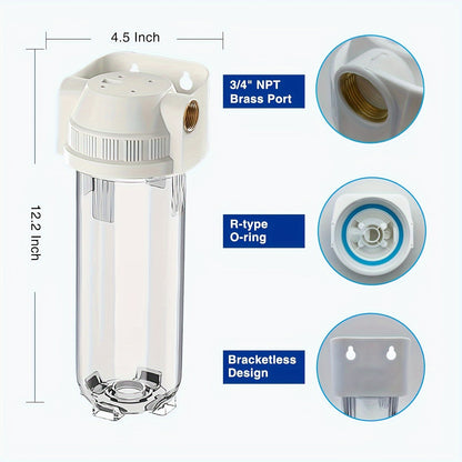 10" Transparent Water Filter Housing + 4 Filters